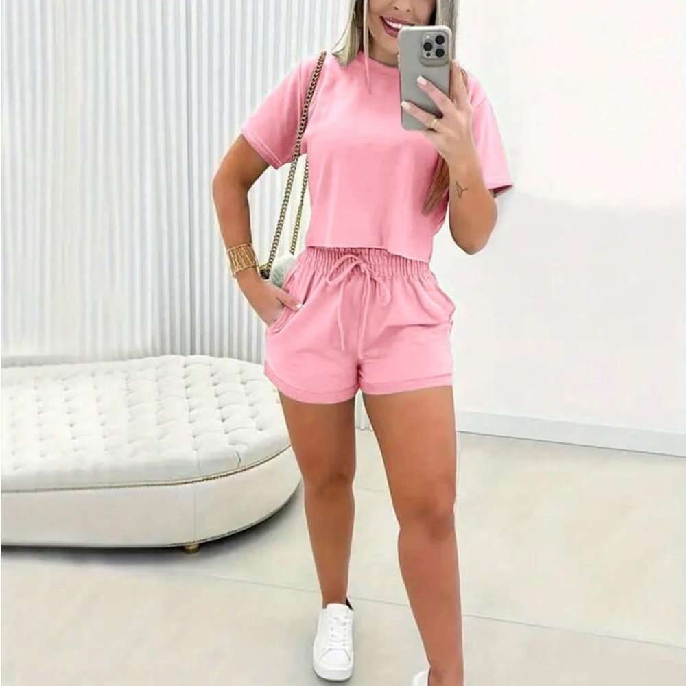 Pink Casual Two-Piece Set